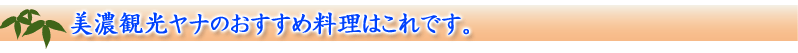 美濃観光ヤナのおすすめ料理はこれです。